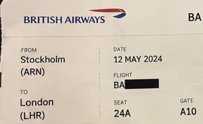 Proof: Travel record (redacted). Anonymised record from a previous photo or film production.